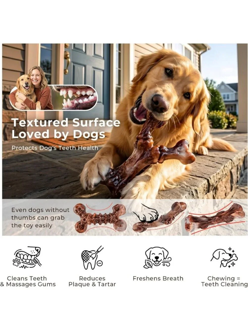 Indestructible Dog Chew Toys - 3-Pack Tough Nylon Bones for Aggressive Chewers